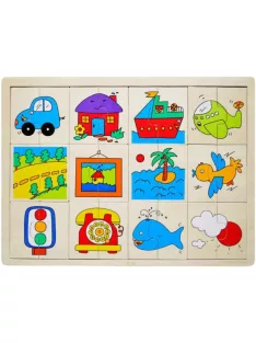 Fa Puzzle felező, párosító játék Járműves B