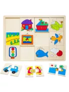 Fa Puzzle felező, párosító játék Járműves B