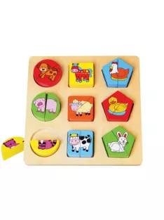   Fa Puzzle felező, párosító játék - Formalap Háziállatos B