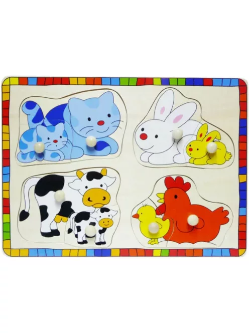 Fogantyús fa puzzle, fogós puzzle, kirakó - Cicás B