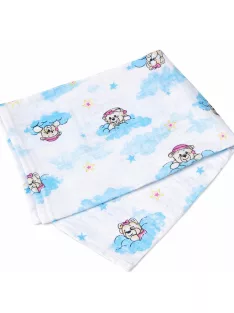   Mintás Cseh textil pelenka, textilpelenka sűrű szövésű fehér 70x70 cm - Kék felhős maci