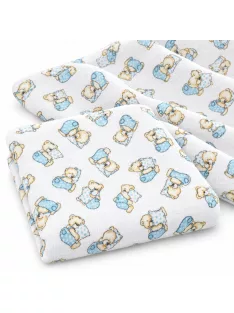   Mintás Cseh textil pelenka, textilpelenka sűrű szövésű fehér 70x70 cm - Kék maci 1 DARAB