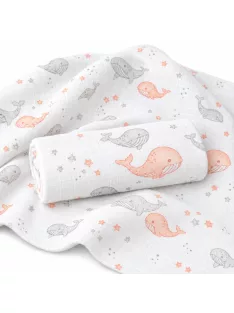   Mintás Cseh textil pelenka, textilpelenka sűrű szövésű, super soft, fehér 70x70 cm - Barack bálna 1 DARAB