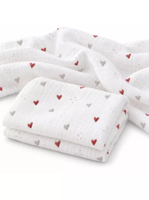 Mintás Cseh textil pelenka, textilpelenka sűrű szövésű, super soft, fehér 70x70 cm - Barna szívecske 1 DARAB