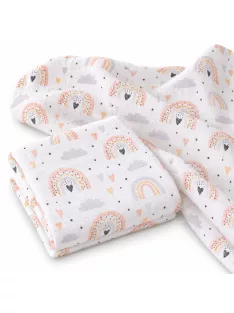   Mintás Cseh textil pelenka, textilpelenka sűrű szövésű, super soft, fehér 70x70 cm - Szivárvány 1 DARAB