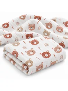   Mintás Cseh textil pelenka, textilpelenka sűrű szövésű, super soft, fehér 70x70 cm - Macis 1 DARAB