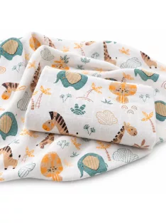   Mintás Cseh textil pelenka, textilpelenka sűrű szövésű, super soft, fehér 70x70 cm - Szafari állatok 1 DARAB