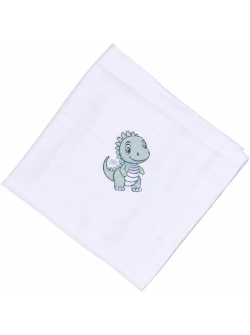 Mintás Cseh textil pelenka, textilpelenka sűrű szövésű fehér 70x70 cm - Kicsi dínó 1 DARAB
