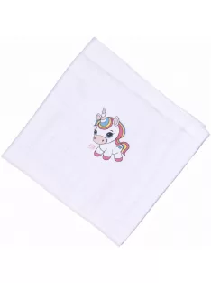   Mintás Cseh textil pelenka, textilpelenka sűrű szövésű fehér 70x70 cm - Kicsi egyszarvú 1 DARAB