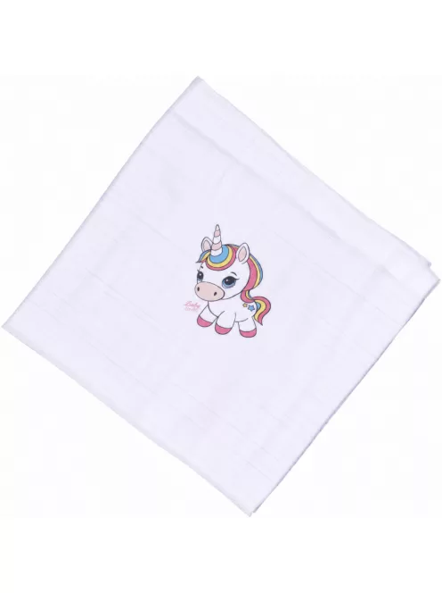 Mintás Cseh textil pelenka, textilpelenka sűrű szövésű fehér 70x70 cm - Kicsi egyszarvú 1 DARAB