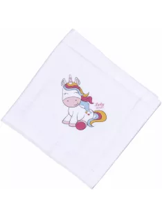   Mintás Cseh textil pelenka, textilpelenka sűrű szövésű fehér 70x70 cm - Unikornis 1 DARAB