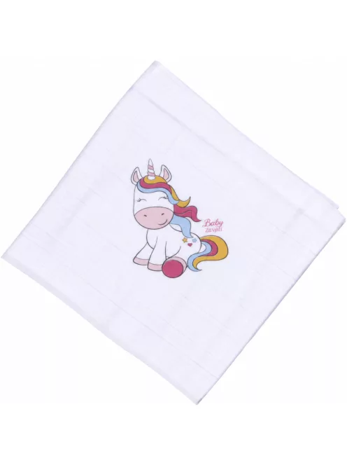 Mintás Cseh textil pelenka, textilpelenka sűrű szövésű fehér 70x70 cm - Unikornis 1 DARAB