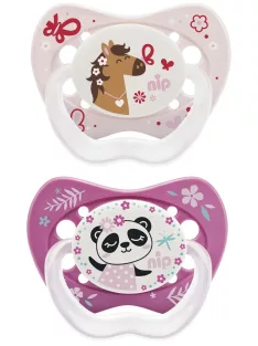   NIP Life szilikon ortodontikus játszócumi 0-6 hónapos 2 darab - panda-paci