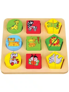   Fa Puzzle felező, párosító játék - Formalap Vadállatos B