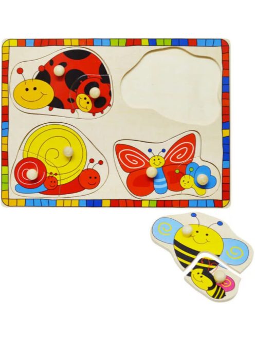 Fogantyús fa puzzle, fogós puzzle, kirakó - Katicás B