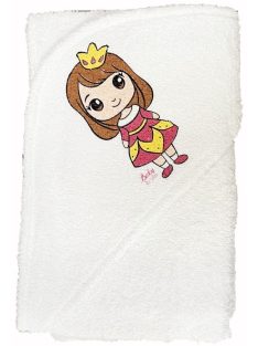   Kapucnis frottír fürdőlepedő, kifogó 75x90 cm - Hercegnő fehér