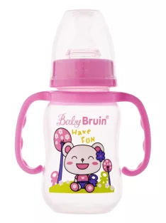 BabyBruin fogantyús cumisüveg karcsúsított 125 ml rózsa