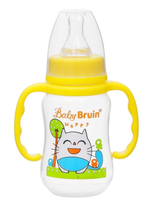 BabyBruin fogantyús cumisüveg karcsúsított 125 ml sárga