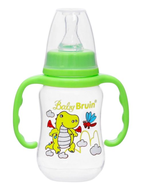 BabyBruin fogantyús cumisüveg karcsúsított 125 ml zöld