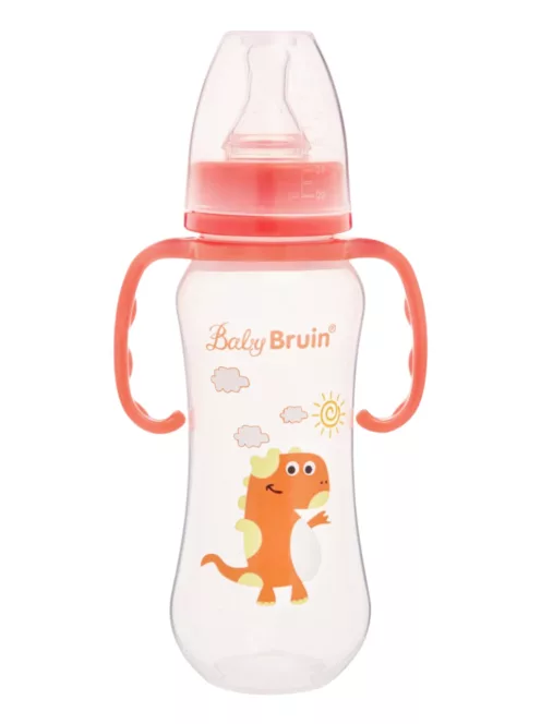 BabyBruin fogantyús cumisüveg karcsúsított 240 ml narancs
