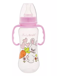 BabyBruin fogantyús cumisüveg karcsúsított 240 ml rózsa