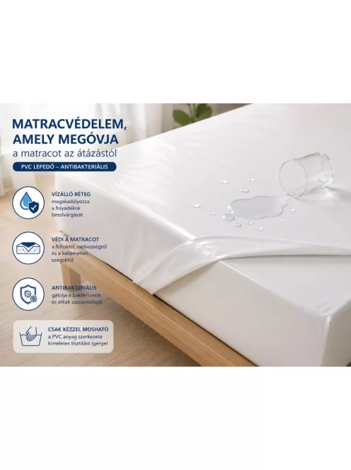 PVC vastag lepedő Felnőtt méret fehér 220x120 cm