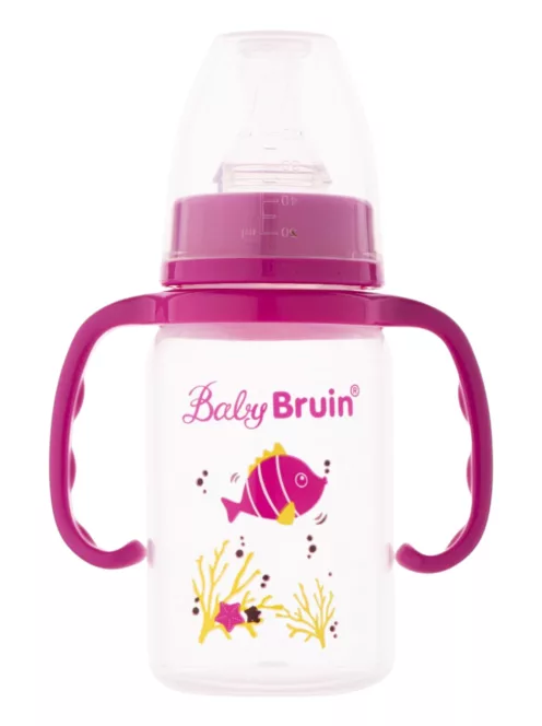 BabyBruin fogantyús cumisüveg 120 ml rózsa