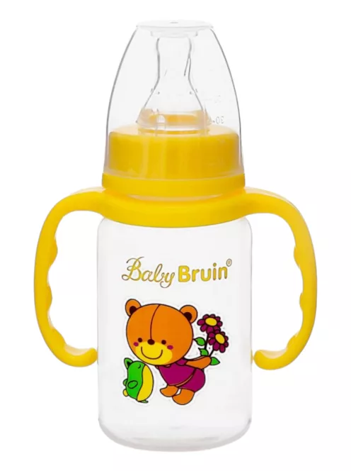 BabyBruin fogantyús cumisüveg 120 ml sárga