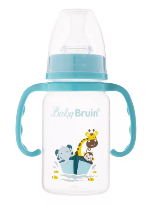 BabyBruin fogantyús cumisüveg 120 ml világoskék