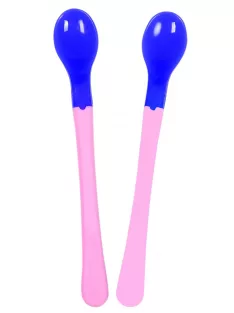 Hőérzékelős baba kanál, hosszú 2 db-os - Rózsaszín