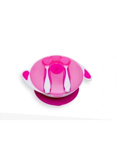 Tapadókorongos tányér tetővel és evőeszközzel - Pink