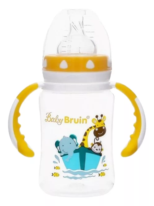 BabyBruin széles nyakú cumisüveg 240 ml sárga