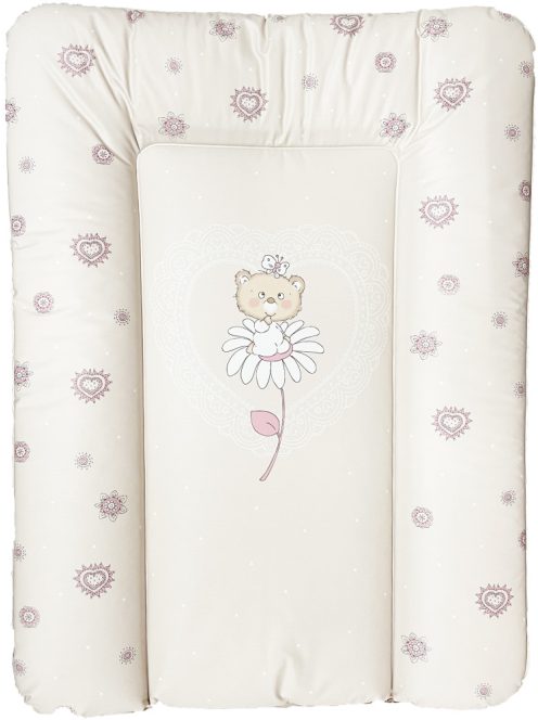 Puha vízhatlan pelenkázó lap 50x70 cm - Maci virággal bézs