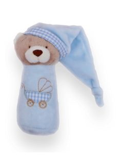 Marokfigura sapkás maci plüss 13 cm kék