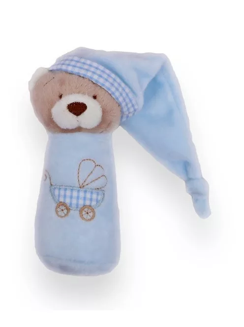 Marokfigura sapkás maci plüss 13 cm kék