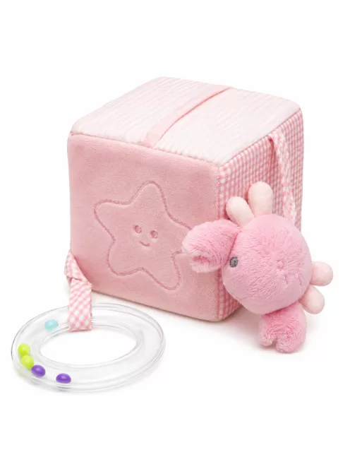  Plüss babajáték kocka, 3D-s tengeri állatokkal 10x10x10 cm - Rózsa