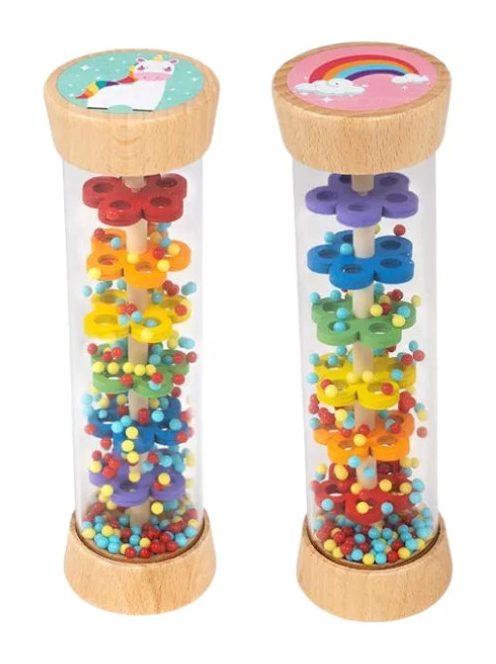 Hengeres színes csörgő - Unikornis és szivárvány esőbot B