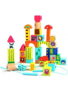 Erdei állatok-építőkocka és fűzőcske együtt B