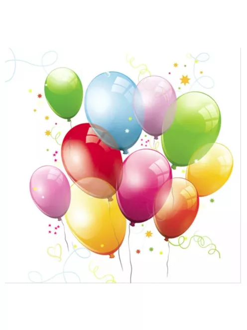 Színes lufis Balloons szalvéta 20 DARABOS, 33x33 cm