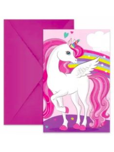 Unikornis Rainbow Colors party meghívó 6 db-os FSC