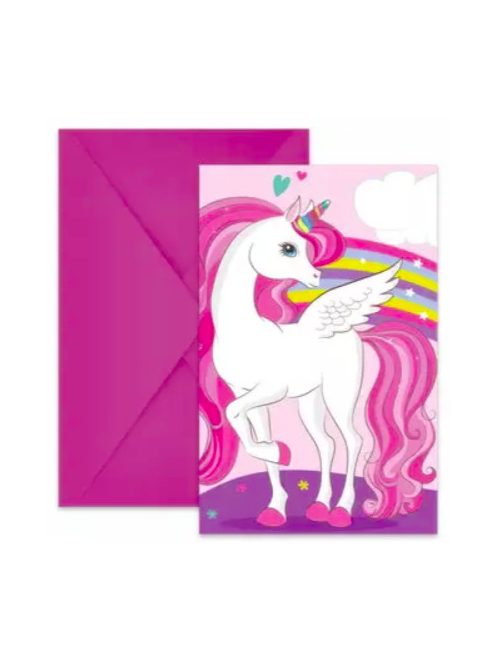 Unikornis Rainbow Colors party meghívó 6 db-os FSC