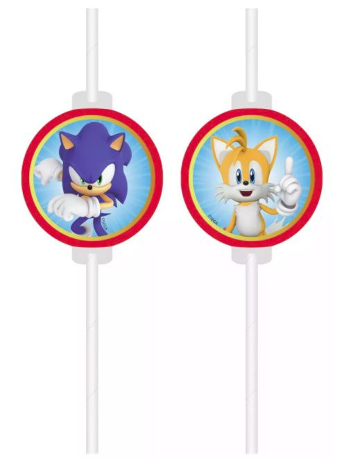 Sonic a sündisznó Sega papír szívószál, 4 db-os szett FSC