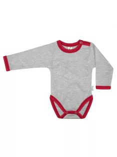 Kynga melírszürke-piros hosszú ujjú baba body 62