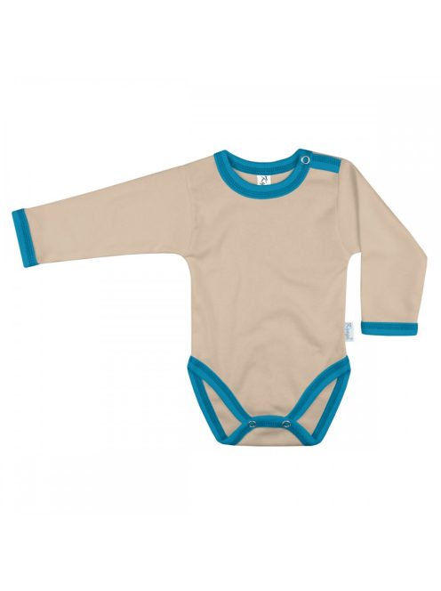 Kynga mogyoró-azúrkék hosszú ujjú baba body 62 - KIFUTÓ SZÍN, UTOLSÓ DARABOK!