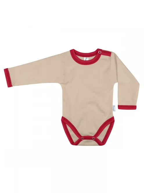 Kynga mogyoró-piros hosszú ujjú baba body 62-98 - KIFUTÓ SZÍN, UTOLSÓ DARABOK!