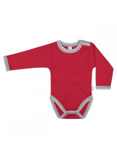   Kynga piros-melírszürke hosszú ujjú baba body 62, 68, 74, 80, 86, 92, 98 cm