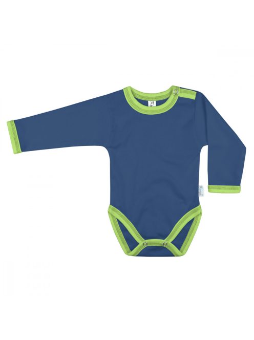 Kynga sötétkék-kivizöld hosszú ujjú baba body 62