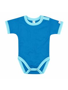 Kynga azúrkék-ciánkék rövid ujjú baba body 62