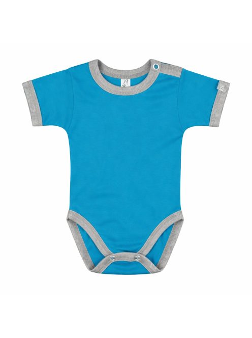 Kynga azúrkék-melírszürke rövid ujjú baba body 62