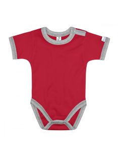 Kynga piros-melírszürke rövid ujjú baba body 62